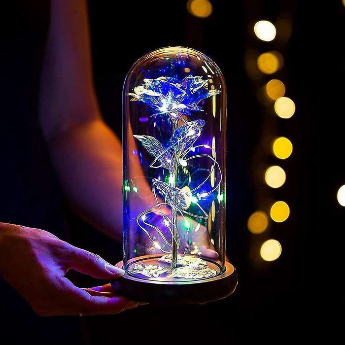 Led Lights Crystal Rose, for Anniversary,wife,women Blue