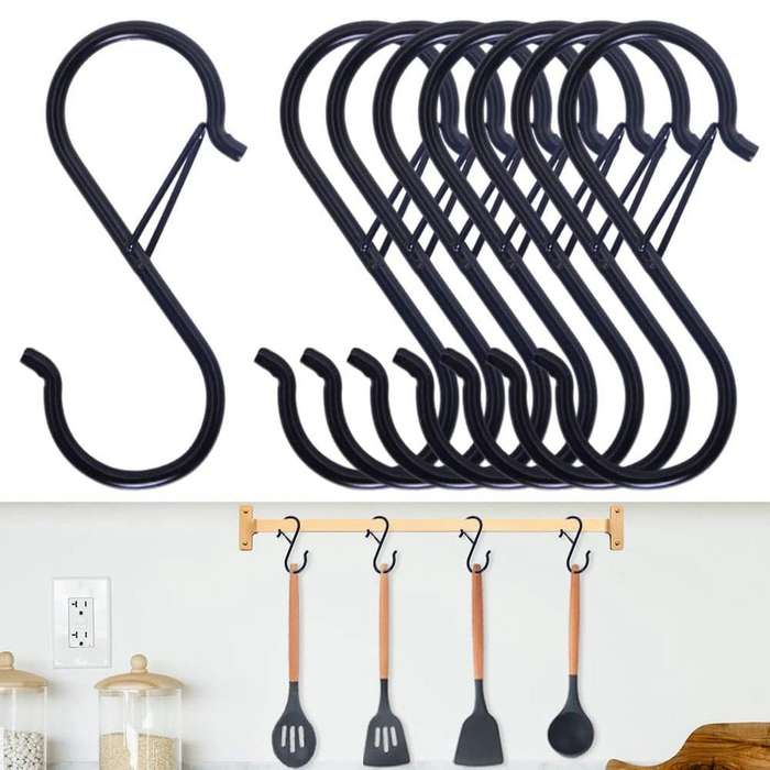 20pcs S Hook for Wardrobe Rod Hanging Plants, Safety Buckle Design