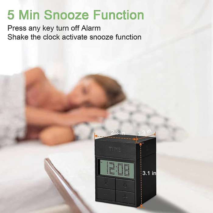 Cube Digital Timer Clock Silent Kitchen for Cooking Kids (black)