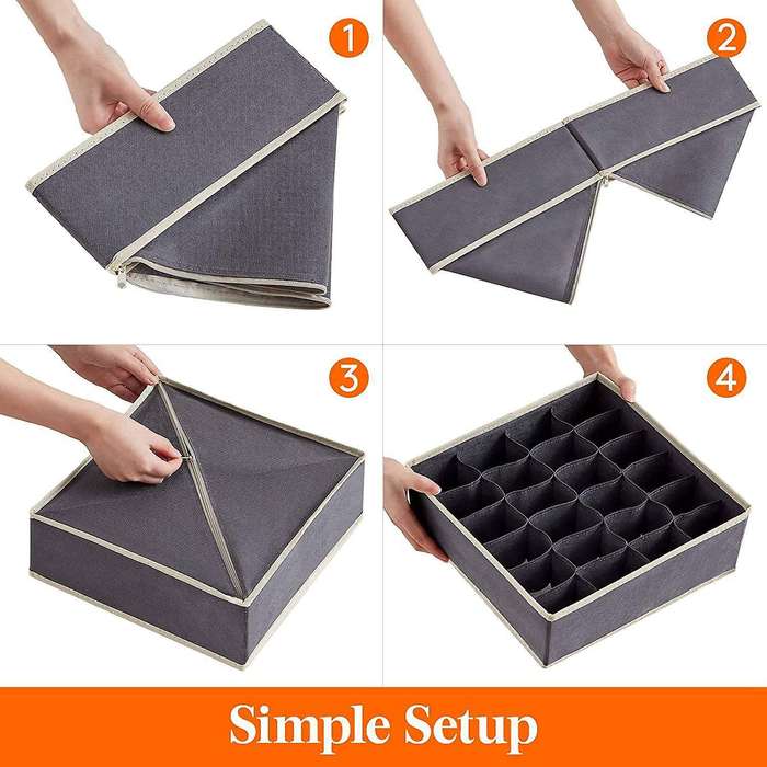 Drawer Underwear Organizer Divider 4 Pieces Fabric Foldable (beige)