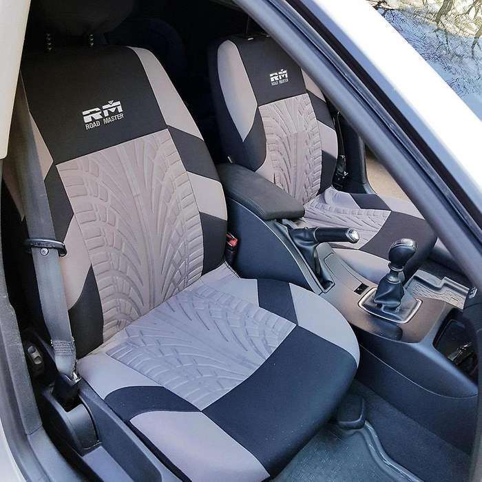 4 Pcs Full Black Car Seat Cover with Letter Embroidery Front Seat