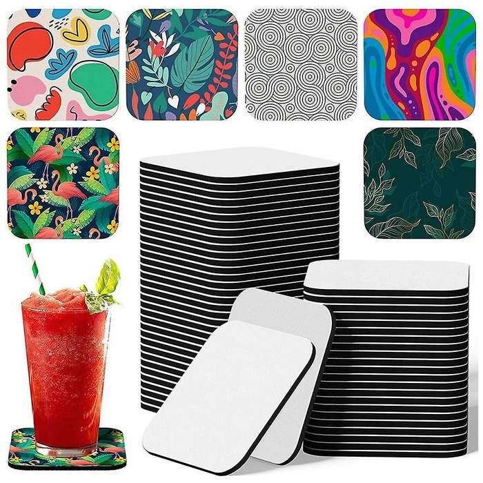 38pcs Sublimation Blanks Cup Coasters, Square Sublimation Coasters