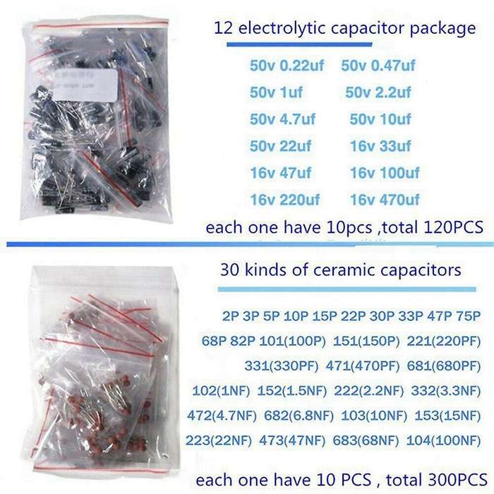 1390 Pcs Electronic Components Led Diode Transistor Capacitor