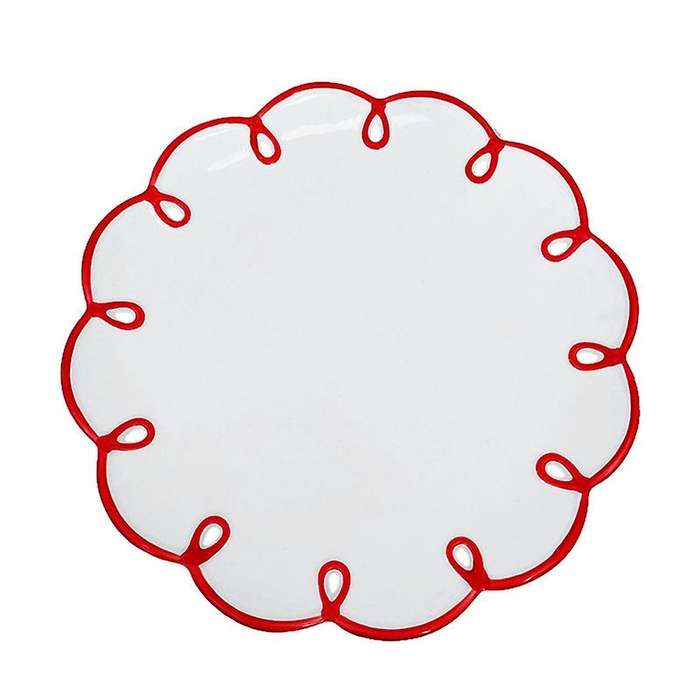 Ins Creative Retro Red Border Flower 9 Inch Disc Ceramic Plate