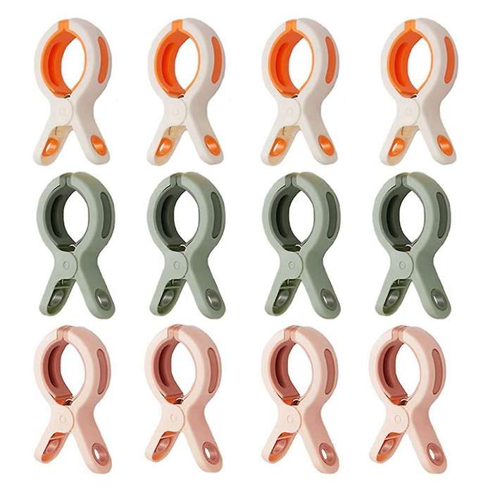 12 Pcs Beach Towel Clips for Beach Chair Pool Chair, Plastic Clip