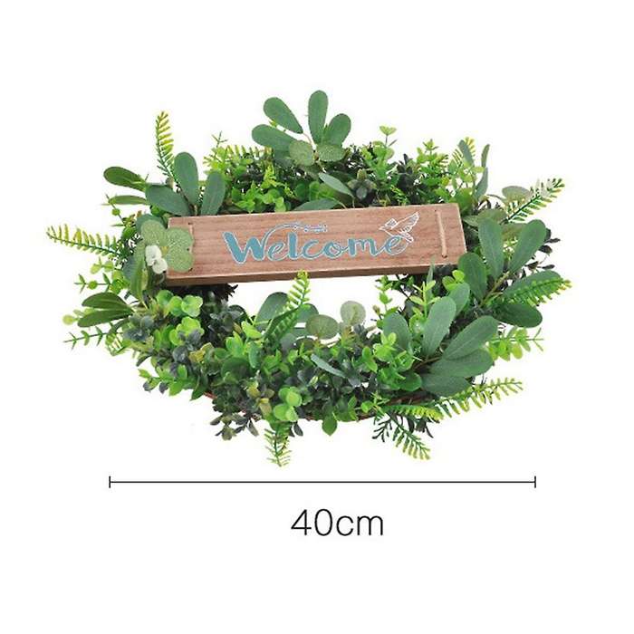 Artificial Eucalyptus Wreath - 16 Inches Wreath with Wooden Sign