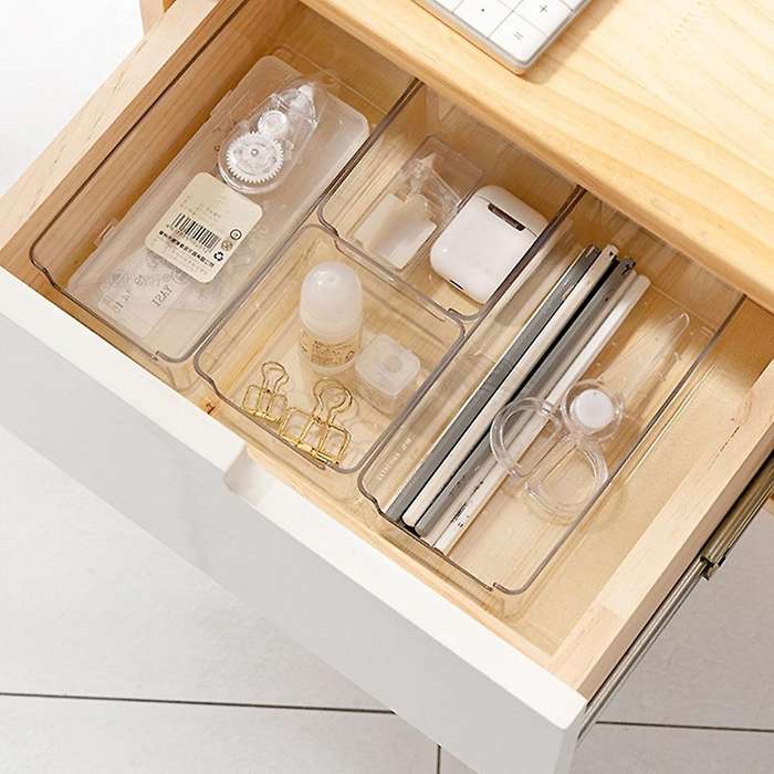 5pcs Transparent Drawer Storage Box Coverless Desktop Cosmetic