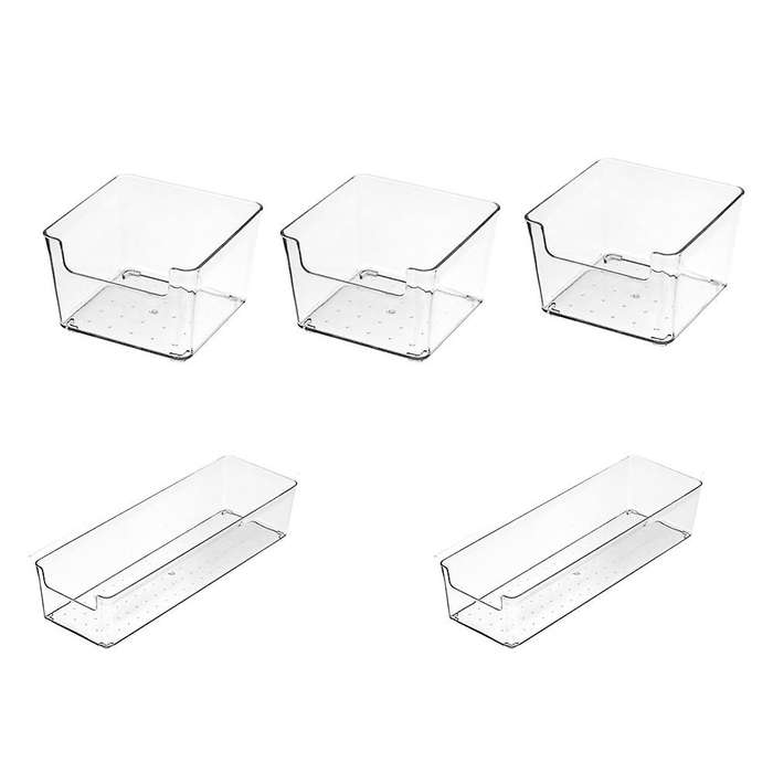 5pcs Transparent Drawer Storage Box Coverless Desktop Cosmetic