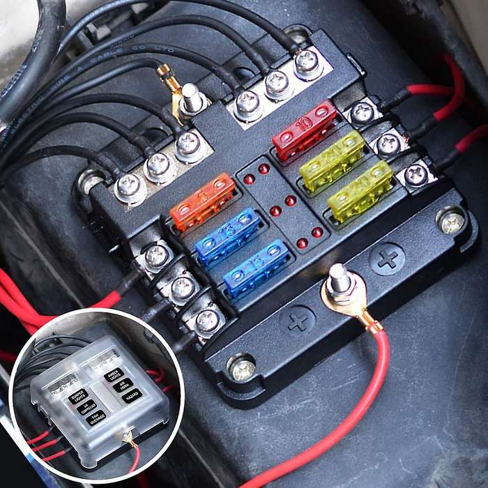 6 Way 12v Fuze Box 12volt ,6 Circuit with Negative with Led Indicator