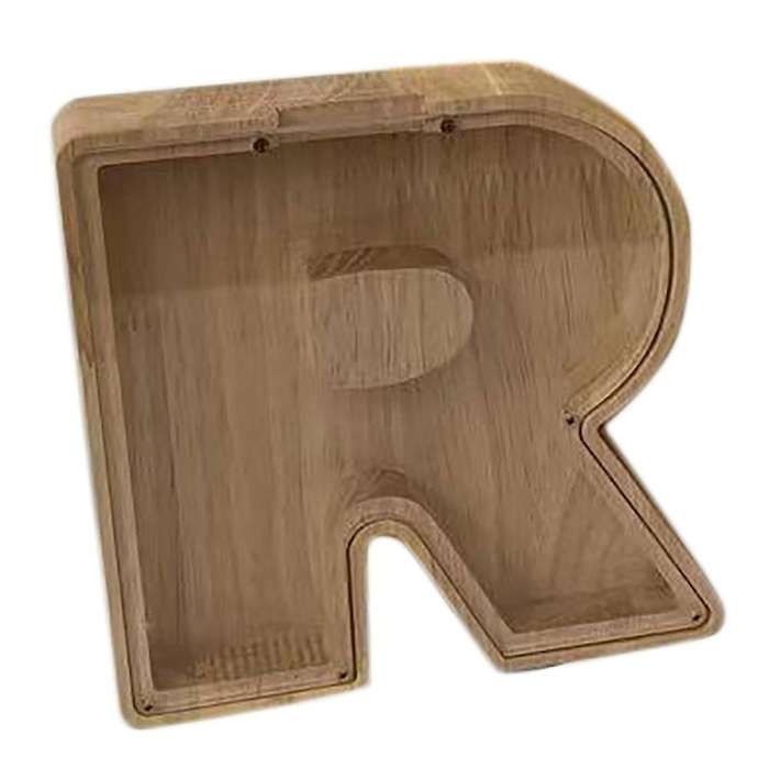 Wooden Piggy Bank Personalized Letters Coin Bank Wooden Money Box - R