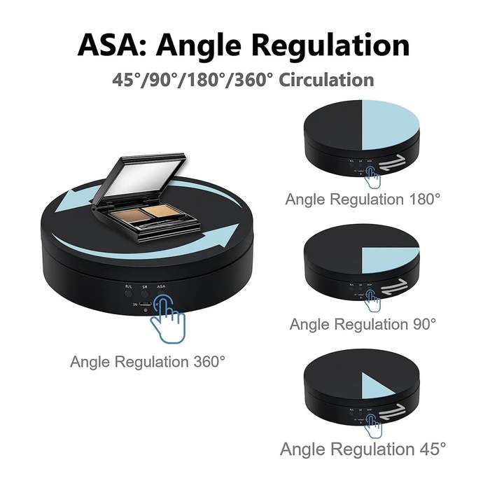 360 Degree Rotating Stand for Photography, Table for Jewelry, Black
