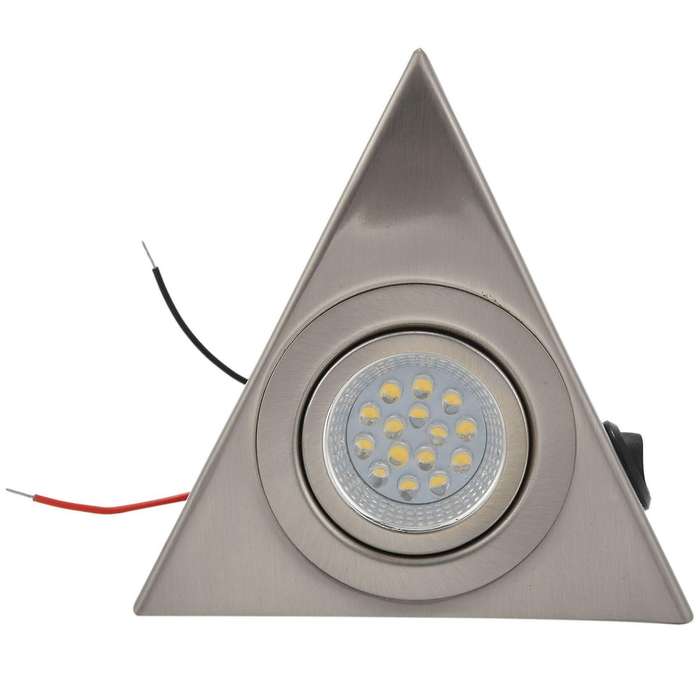 2pc Cabinet Triangle Led Light Stainless Steel Downlight Warm White