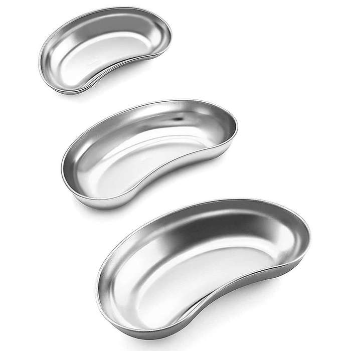 3 Pcs ( 200mm + 210mm + 225mm) 304 Stainless Steel Kidney Trays