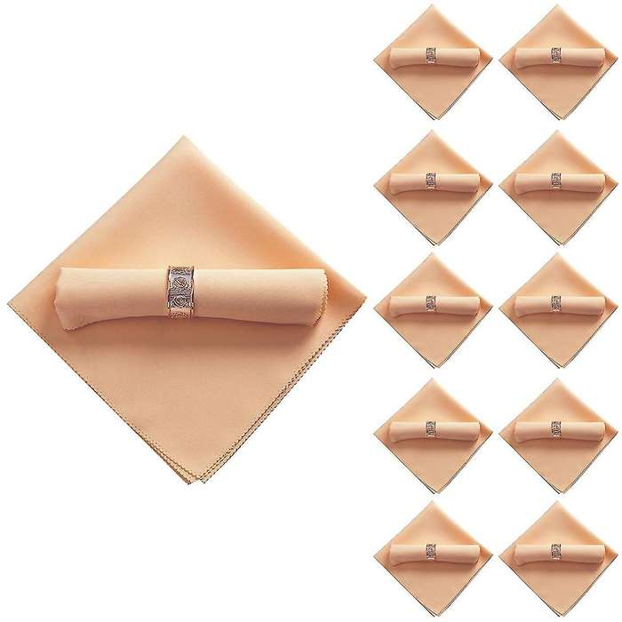 10pcs 48x48cm Polyester Cloth Napkins for Restaurant, Champagne Color
