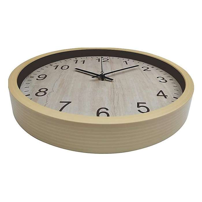 Modern Non Ticking Wall Clock,silent Round Quartz Wood Grain Wall