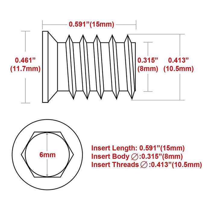 100pcs M6 X 15mm Furniture Screw In Nut Threaded