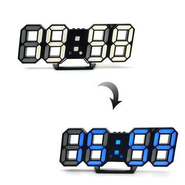 3D LED Alarm Clock Digital Temperature Night Light Display Color Change Electronic... (COLOR.: BLUE)