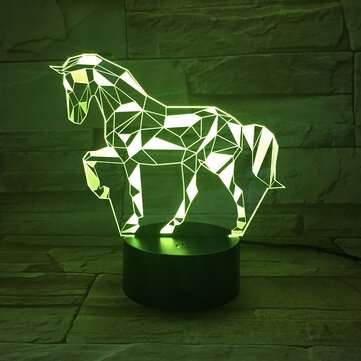 3D LED Lamp 7 Color Horse Shape USB Charge Visual Night Light Touch Bottom Home Office Desk Decor Gi