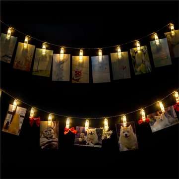 3M 20LED Holder Clip Fairy Sliver Wire String Light Battery Christmas Party Holiday Decor