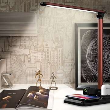 4 in 1 Folding Desk Lamp with Fast Wireless Charger Touch Dimming for Cellphone (COLOR1: BLACK)