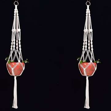 4 Legs Hand Knitting Cotton a Flower Pot Holder Hanging Basket Flower Plant Hanger Rope Hand Knittin
