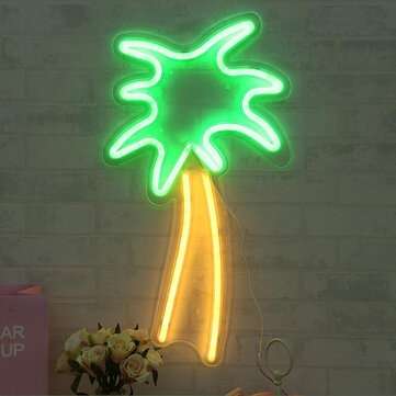 47cm Coconut Tree LED Neon Sign Light Bar Bedroom Wall for Room Home Party Gift Wedding Decoration