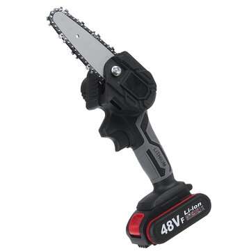 48V 4Inch Rechargeable Electric Chain Saw Cordless Chainsaw Woodworking Wood Cutter W/ 2pcs Li-ion B