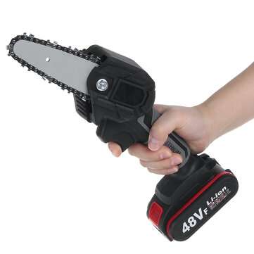 48V 4Inch Rechargeable Electric Chain Saw Cordless Chainsaw Woodworking Wood Cutter W/ 2pcs Li-ion B
