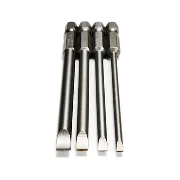 4pcs 100mm 3mm-6mm Magnetic Flat Head Slotted Tip Screwdrivers Bits 1/4 Inch Hex Shank