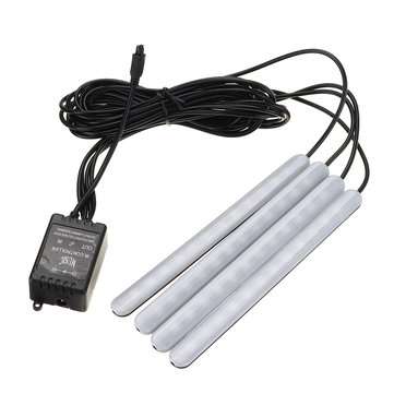 4Pcs 5050SMD 12LED Car Interior RGB Strip Decoration Lights Colorful Atmosphere Bar Strips Lamps  5V
