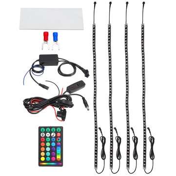 4Pcs 5050 LED Car Strip Underglow 40W RGB LED Neon Car Under Glow Atmosphere Strip Light APP bluetoo