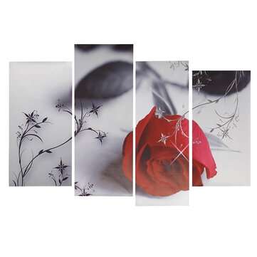 4pcs Red Rose Canvas Painting Wall Art Hanging Drawing Pictures Home Living Room Office Decoration F
