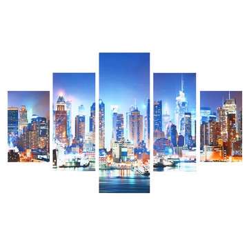 5 Panel New York City Framework Canvas Paintings For Bedroom Living Room Prints (SIZE 3: M)