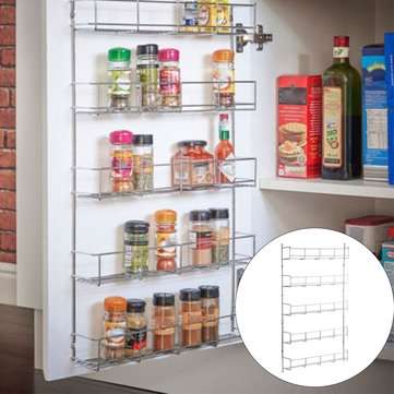 5 Tiers Kitchen Spice Rack Cabinet Organizer Wall Mount Storage Shelf Holder Kitchen Storage Rack