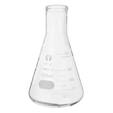 500mL Lab Glass Erlenmeyer Conical Flask Bottle w/ Rim Borosilicate Laboratory Glassware