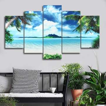 5PCS Canvas Paintings Seascape Beach Printing Modern Home Wall Decor Art