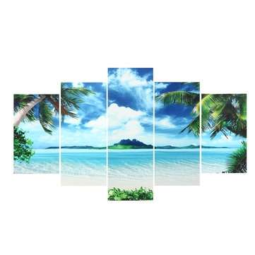 5PCS Canvas Paintings Seascape Beach Printing Modern Home Wall Decor Art