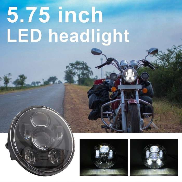 5 3/4 5.75 Inch Round Motorcycle LED Headlight, LED Projector Headlight for XL883 XL1200 Accessories