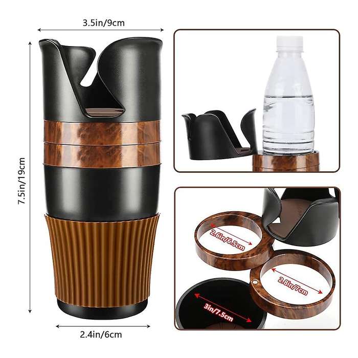 5 in 1 Multifunctional Expander Organizer Water Cup Holder 360degree Rotating Automotive Cup Holders