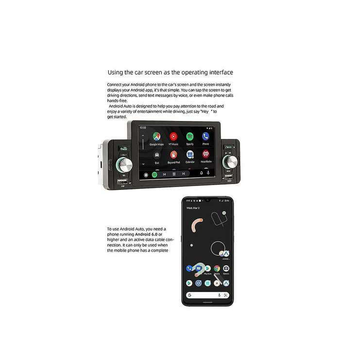 5 Inch Car Radio 1 Din Carplay Android Auto Multimedia Player Bluetooth Fm Receiver For