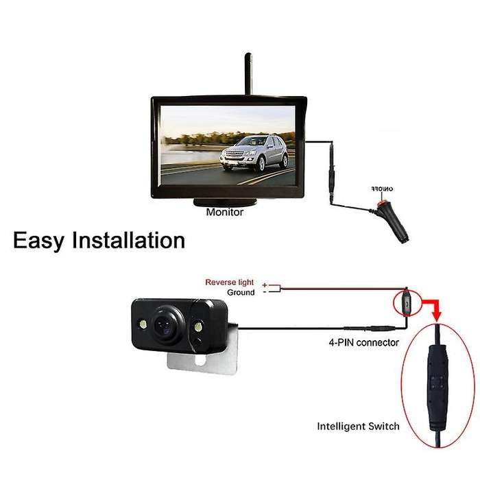 5 Inch Car Wireless Monitor Display LCD HD Screen with Waterproof Night Vision Rearview Reverse Back