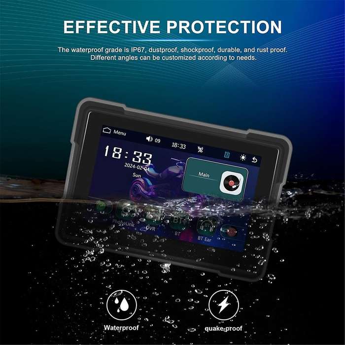 5 Inch Motorcycle Wireless Carplay Android Auto Portable Smart Player Waterproof Motorcycle Display