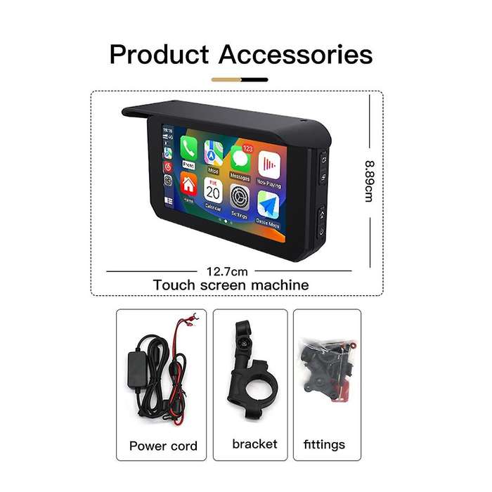 5 Inch Portable Motorcycle Waterproof Display Motorcycle Wireless for Carplay Android Auto Gps Navig