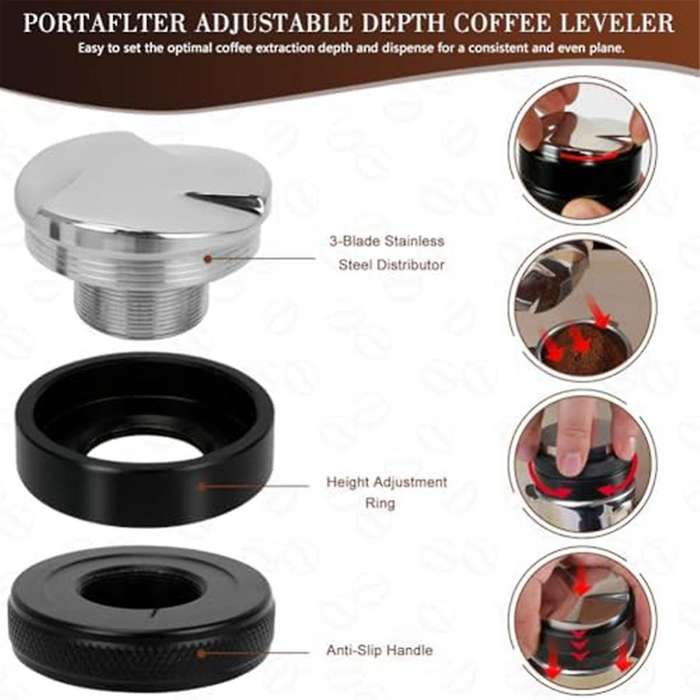 5 Pack Espresso Tamper Set Espresso Accessories Kit, with Espresso Tamper Coffee Distributor, Espres