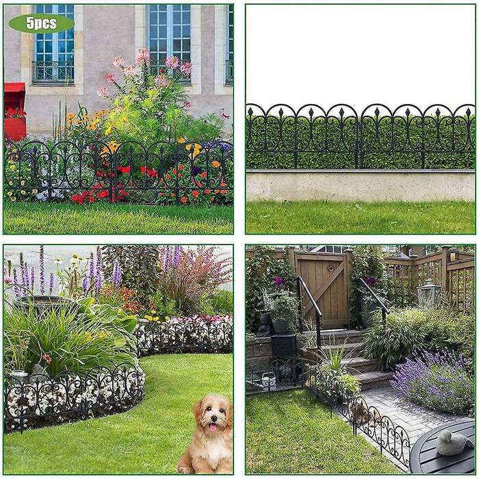 5 Pack Decorative Garden Fence Rustproof Iron Landscape Wire Folding Fencing Edge Patio Flower Bed A