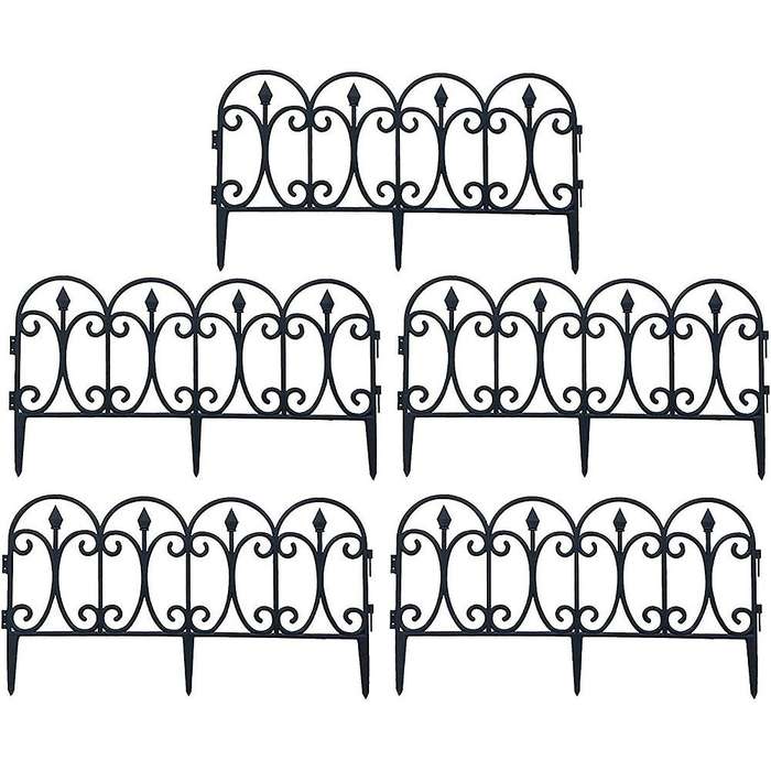 5 Pack Decorative Garden Fence Rustproof Iron Landscape Wire Folding Fencing Edge Patio Flower Bed A