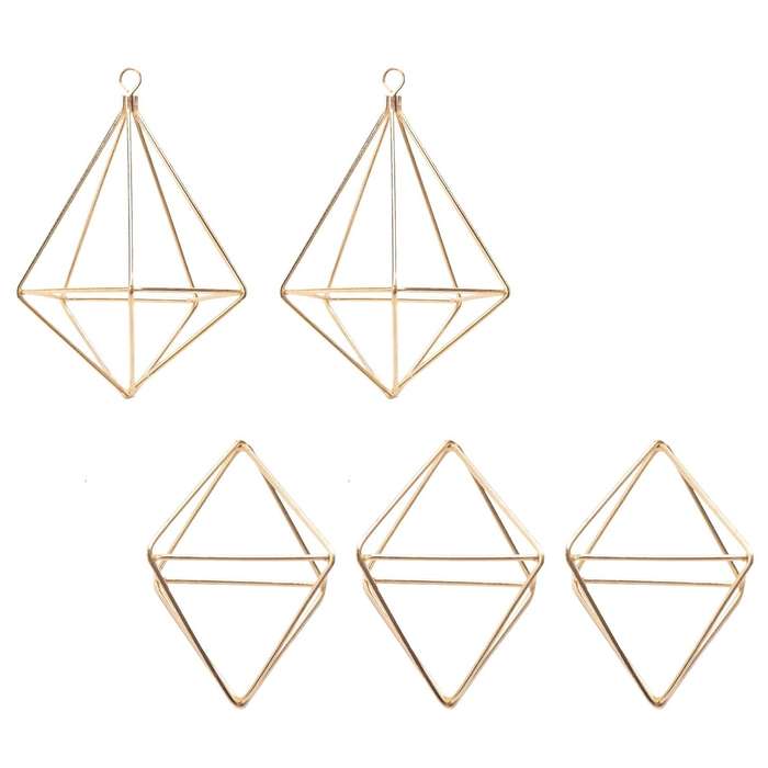 5 Packs Air Plant Holder Mini Metal Tabletop Himmeli Decor Modern Geometric Planter Tillandsia Air