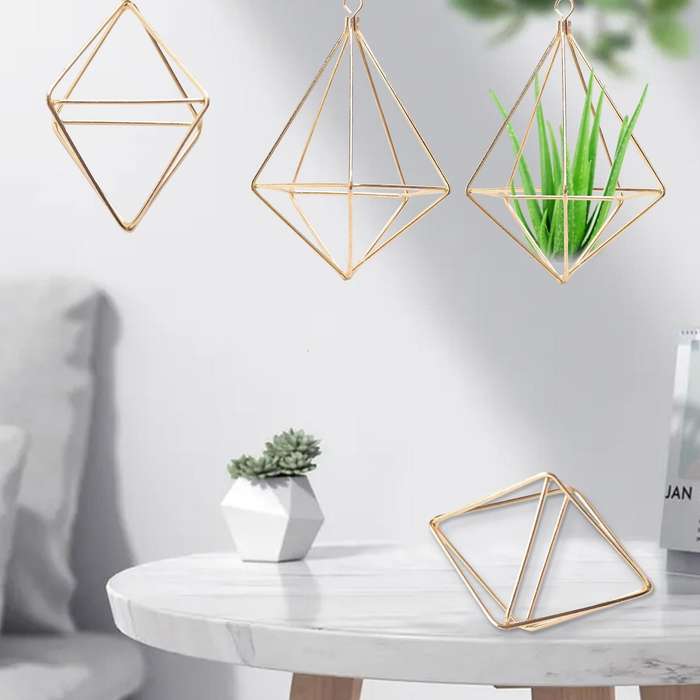5 Packs Air Plant Holder Mini Metal Tabletop Himmeli Decor Modern Geometric Planter Tillandsia Air