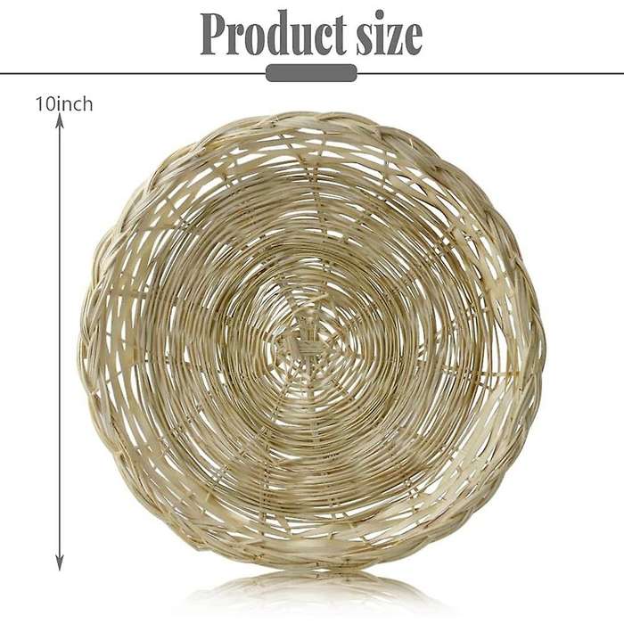 5 Pcs Bamboo Paper Plate Holder-10 Inch Round Woven Compatible Picnic Party
