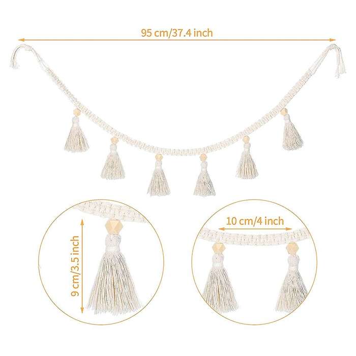 5 Pcs Macrame Woven Garland Hanging Fringe Garland Decorative Wall Hangings for Home Decor Nursery R